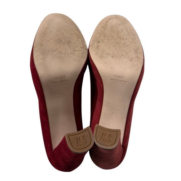 Stuart Weitzman Red Suede Pumps 9 - Picture 3 of 3